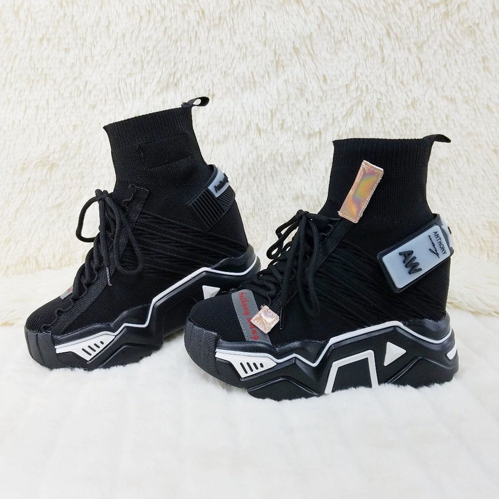 Anthony Wang Platform Sneaker Boots 4" Hidden Wedge